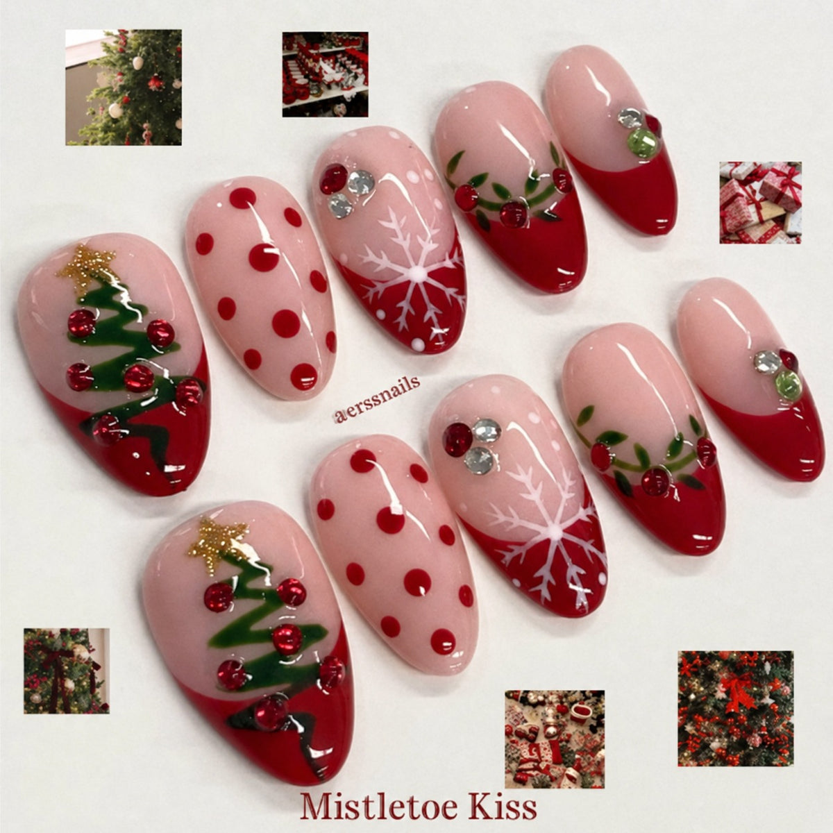 Festliche Kunstnägel mit Weihnachtsmotiven Brehn