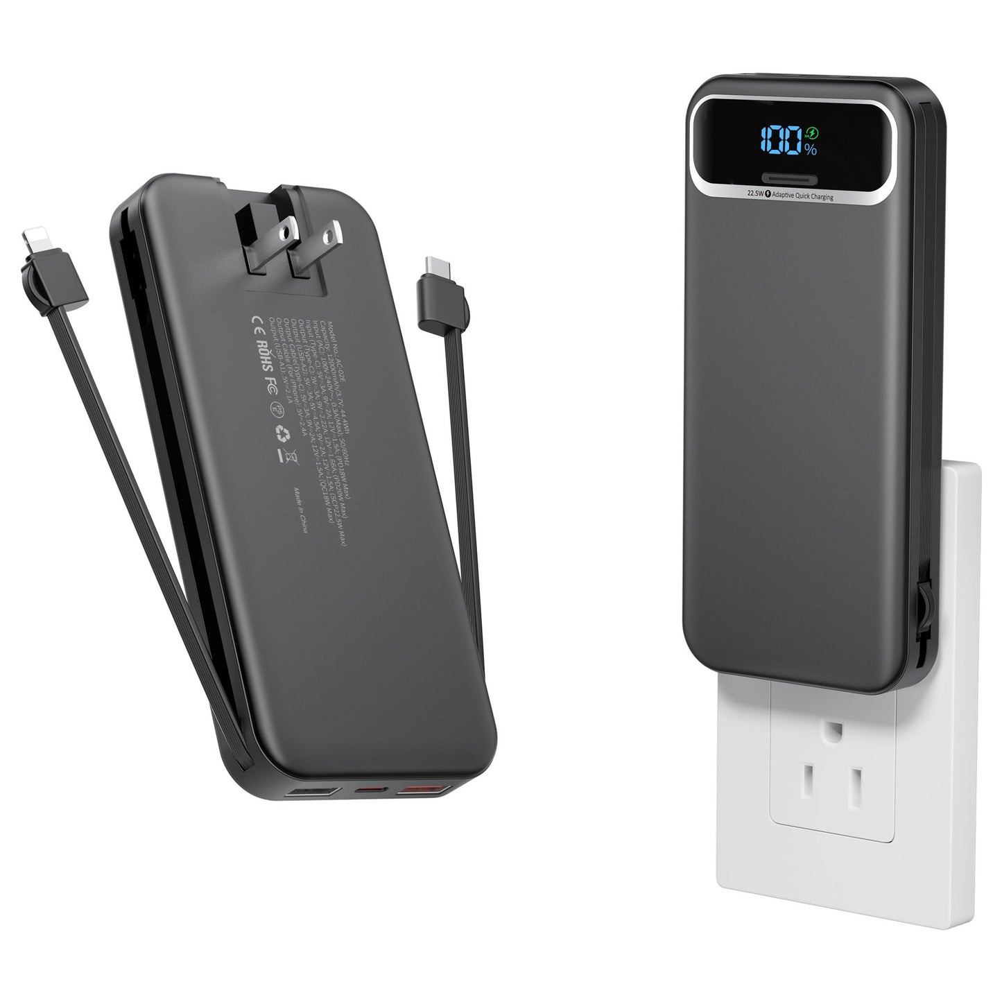 Powerbank mit Integriertem Ladegerät und Lcd-Display Brehn