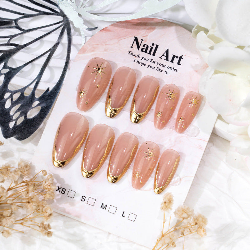 Chic Stiletto Press-On Nagelkunstset mit goldenen Sternakzenten Brehn