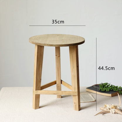 Rustikaler Hocker aus Massivholz Brehn