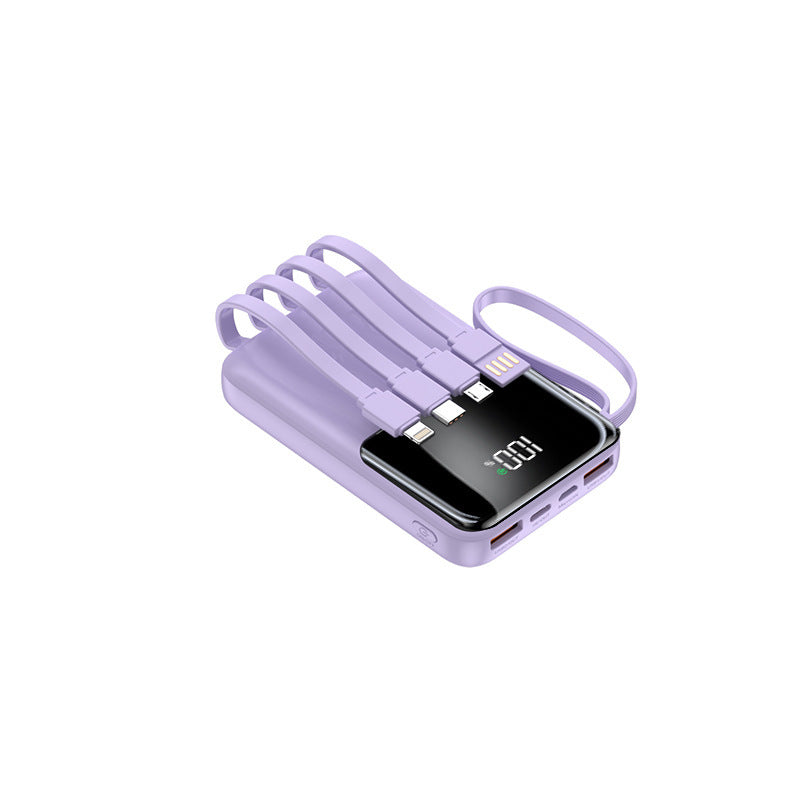Tragbare Powerbank mit mehreren integrierten Ladekabeln und digitaler Anzeige Brehn