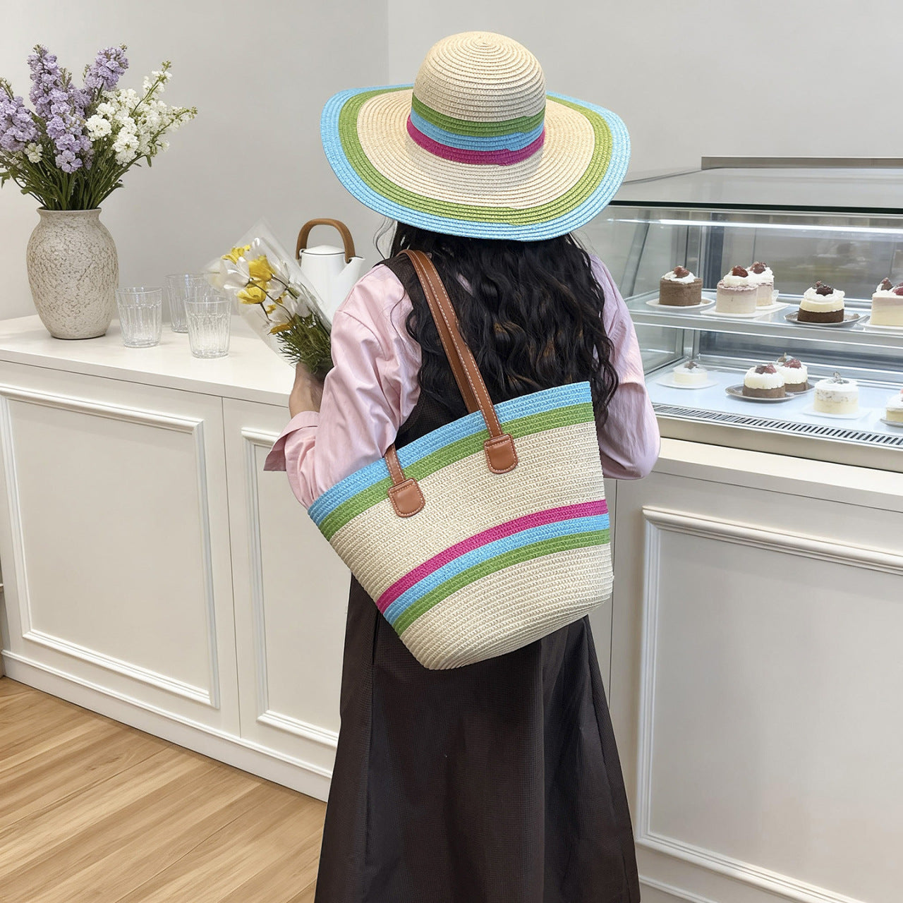 Bunte Strohtasche Strandtasche Brehn