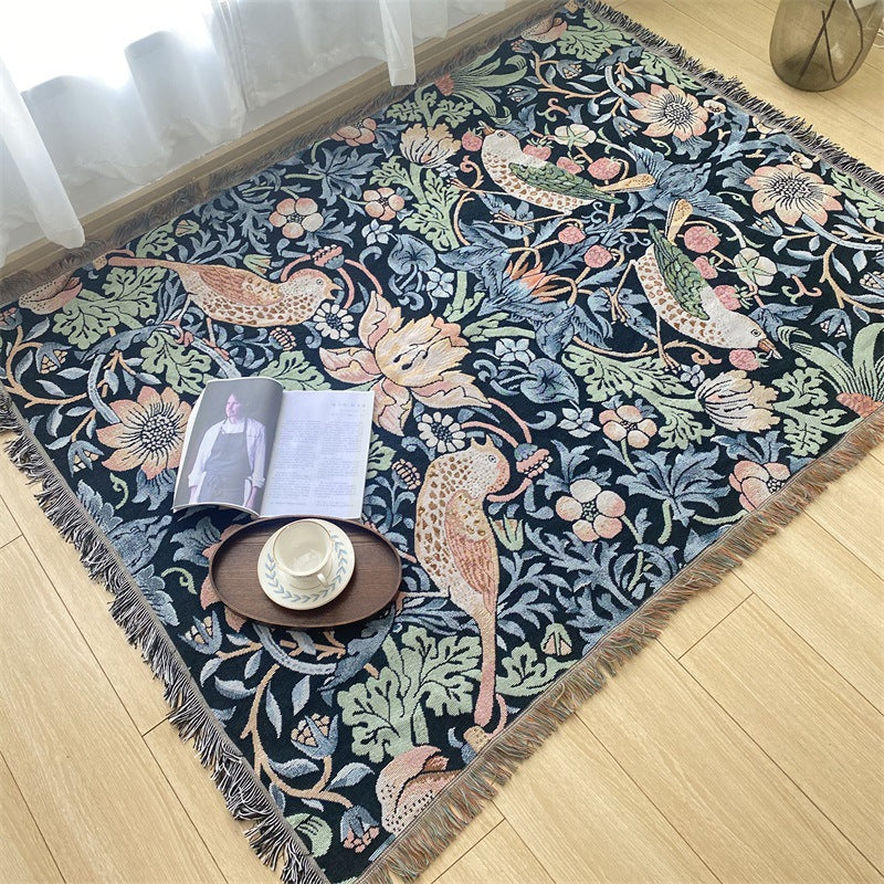 Verschnörkelte florale Wandteppich-Wurfdecke