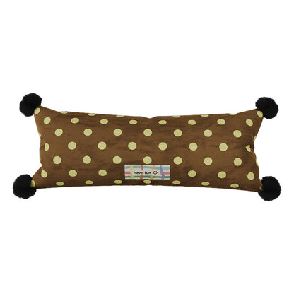 Decorative Polka Dot Lumbar Pillow with Corner Pom-Poms
