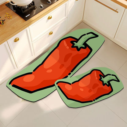 Cartoon Pepper Design Küchenteppich Set
