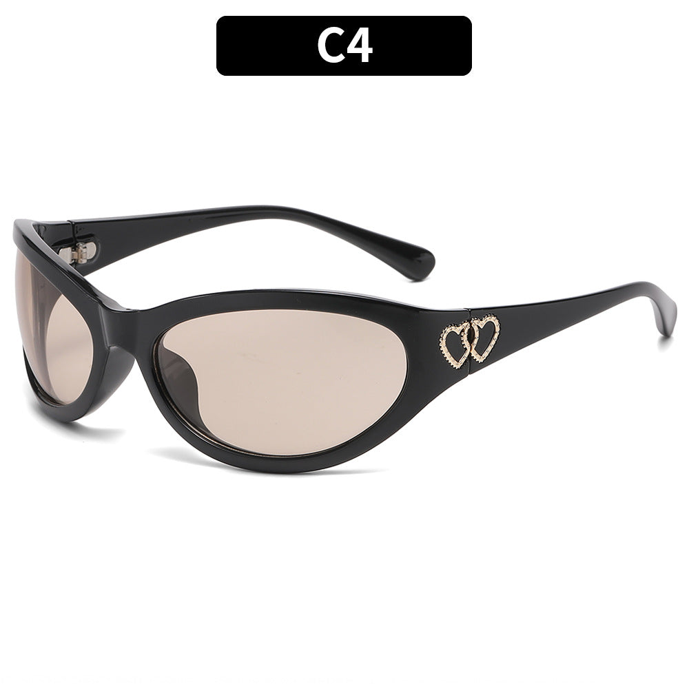 Elegante Herz-Akzent Katzenaugen-Sonnenbrille