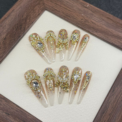 Glitzerndes dekoratives Press-On-Nagelkunst-Set