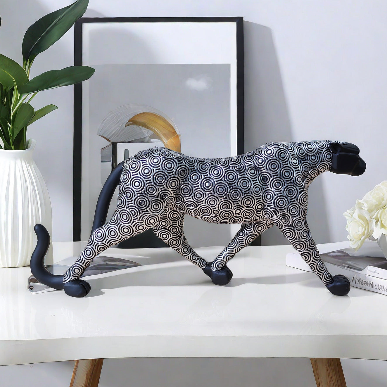 Künstlerische Dekorative Wildkatze Skulptur Brehn