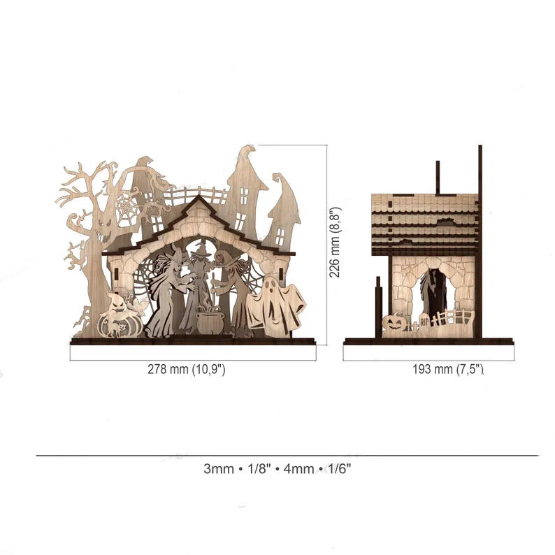 3D Halloween-Themen Holzdekoration