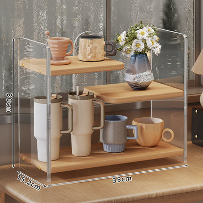 Kompakter zweistufiger Acryl-Thekenbecher- und Tassen-Organizer