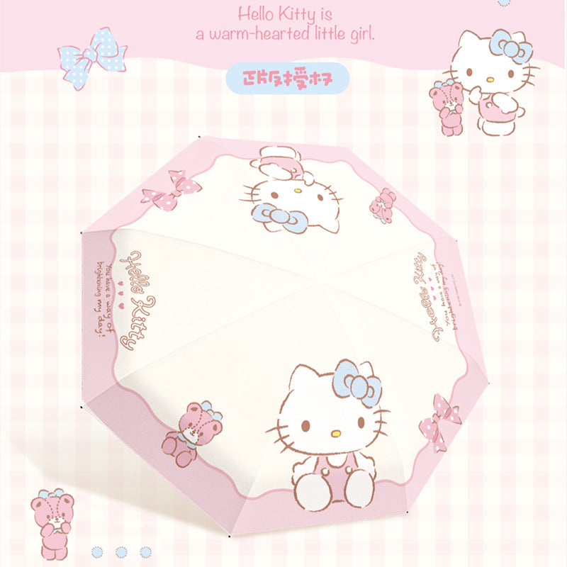 Damen Faltregenschirm mit exklusivem Hello Kitty Design und praktischem Tragemechanismus Brehn