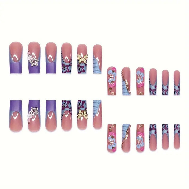 Künstlerische Dekorative Florale Press-On Nagelverlängerungen Brehn