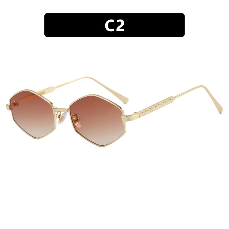 Damen hexagonale Sonnenbrille mit eleganten Metallakzenten und UV-Schutz Brehn