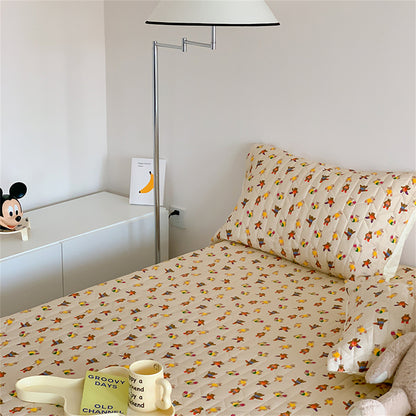 Gestepptes Matratzenschoner-Set mit Mikrofaser-Baumwollbezug und Retro-Pünktchenmuster