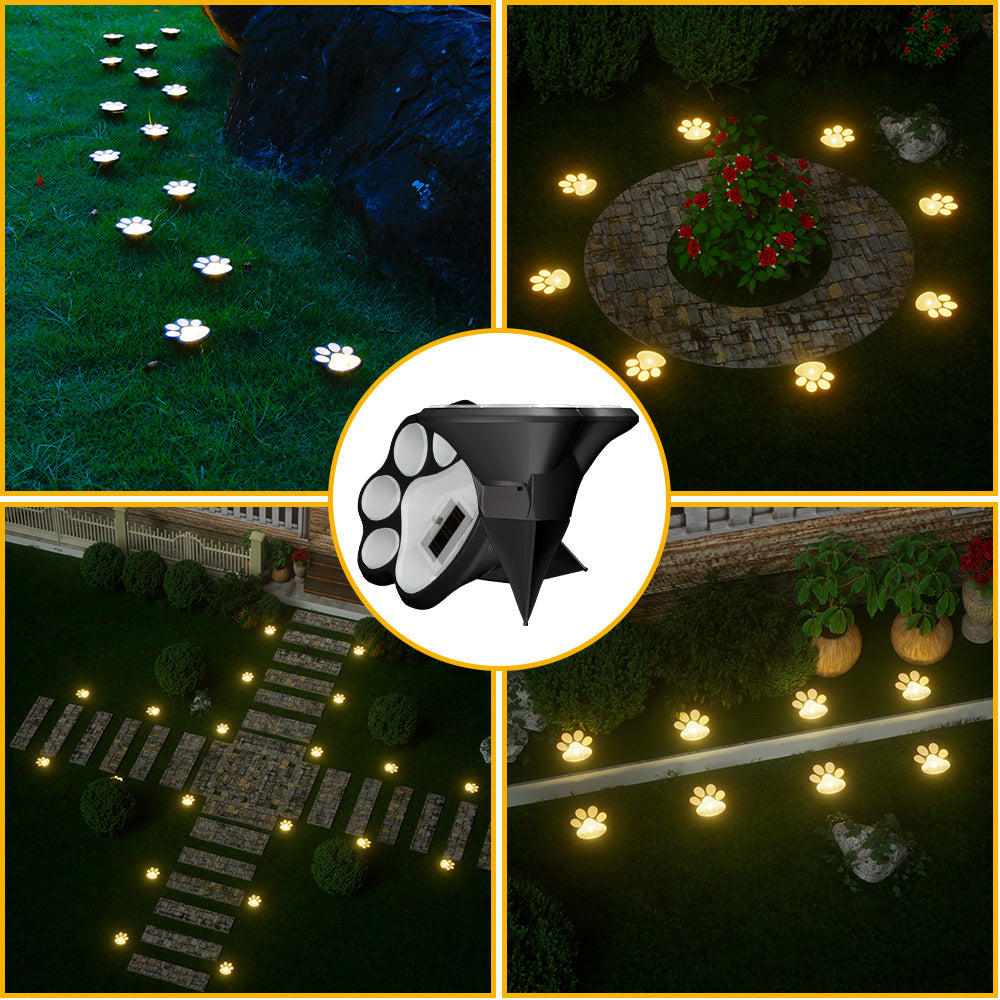 Paw Print Solar Gartenweg Stake Lights Mit integriertem Panel und Erdbohrer montieren Brehn