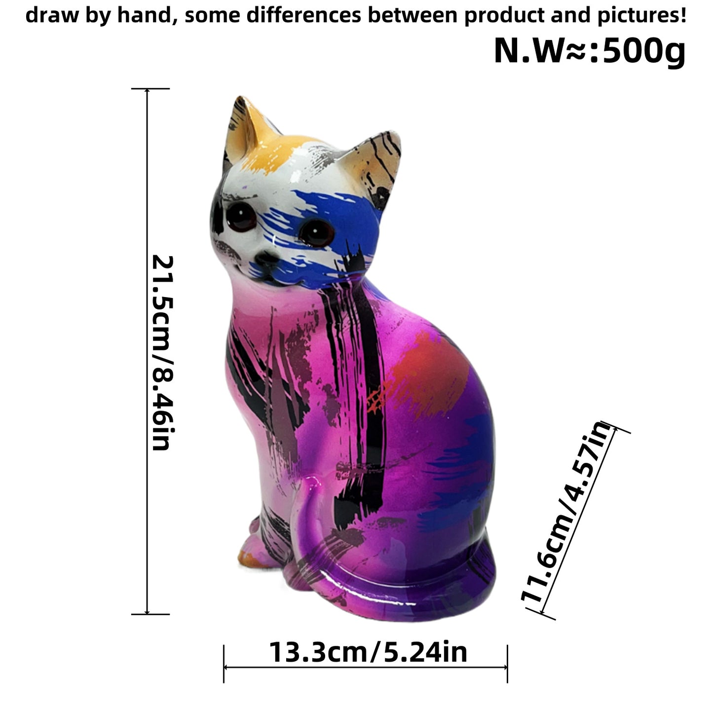 Künstlerische Katzenfigur in lebhaftem Design Brehn