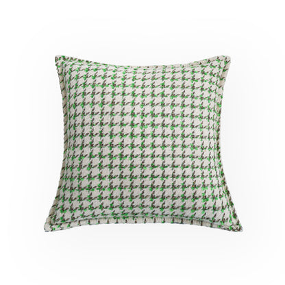 Quadratischer dekorativer Kissenbezug im feinen Hahnentritt‑Jacquard aus nachhaltigem Baumwoll‑Leinenmix Brehn