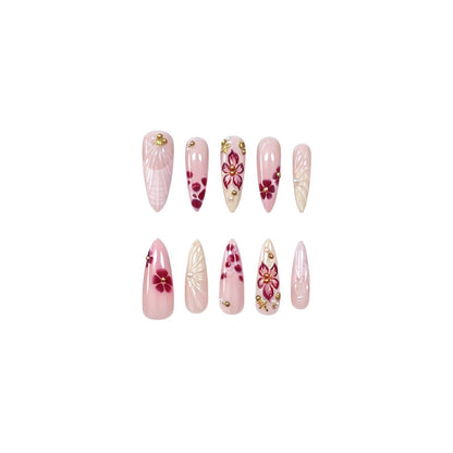 Luxuriöse florale Press-On-Nagelveränderungen Brehn