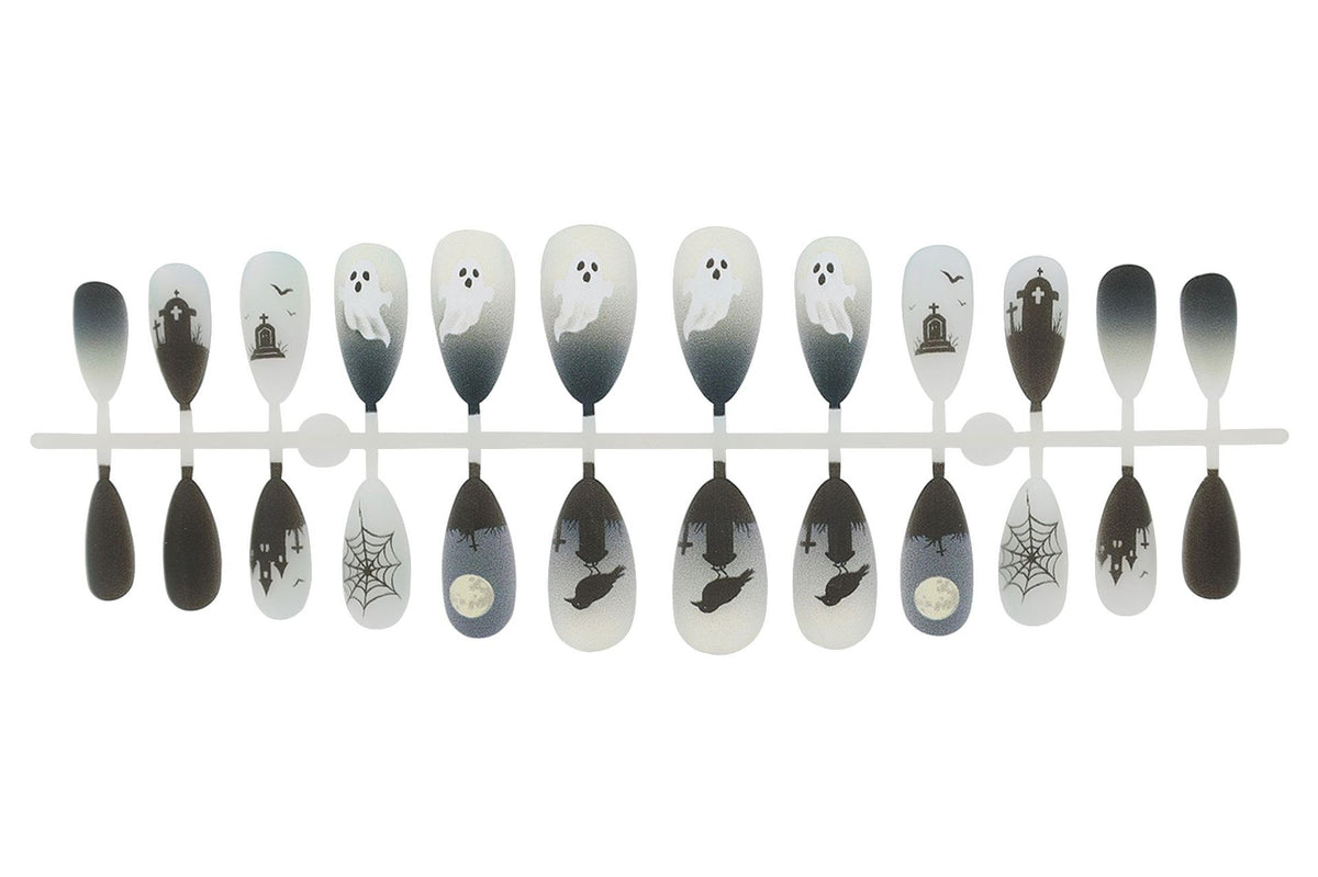 Halloween Kunstnagelset mit gruseligen Geister- und Spinnenmotiven Brehn
