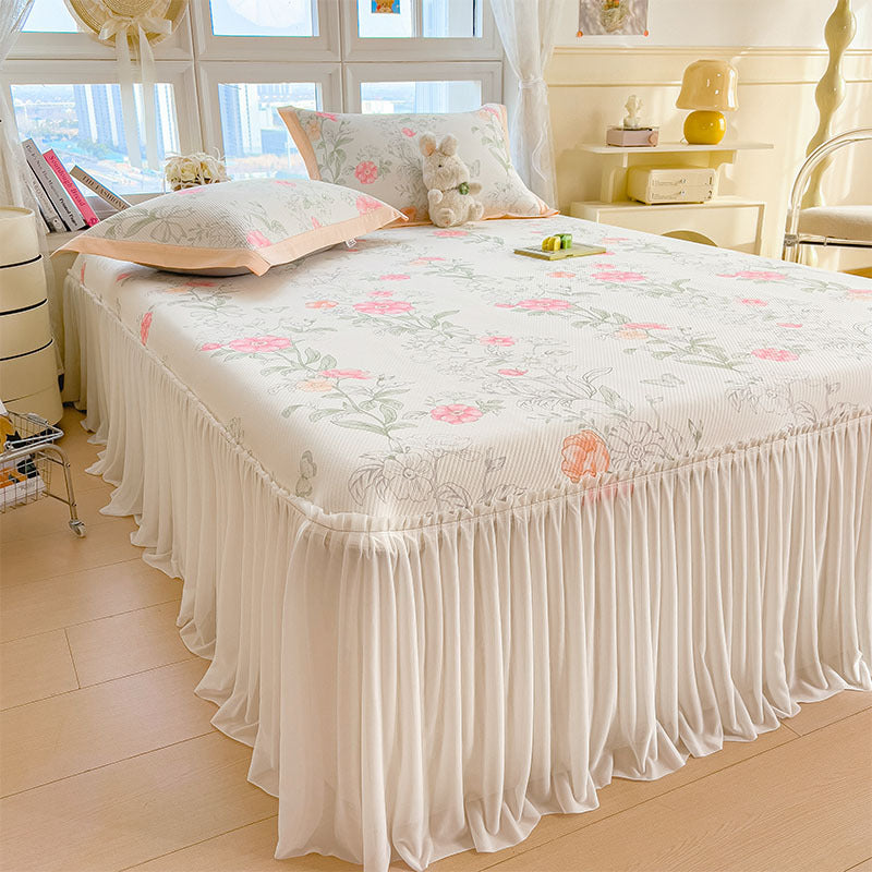 Damen Elegantes und dekoratives Bettüberwurf-Set mit fröhlichem Blumenmuster Brehn