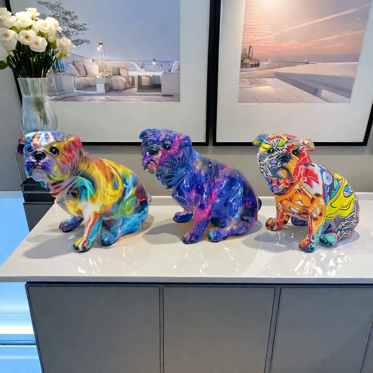 Kunstvolle Bulldoggen Figur Brehn