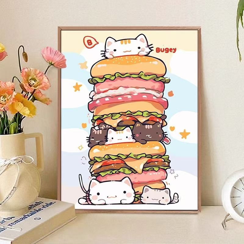 Verspielt katzenmotiviertes Food-Art-Druck Brehn