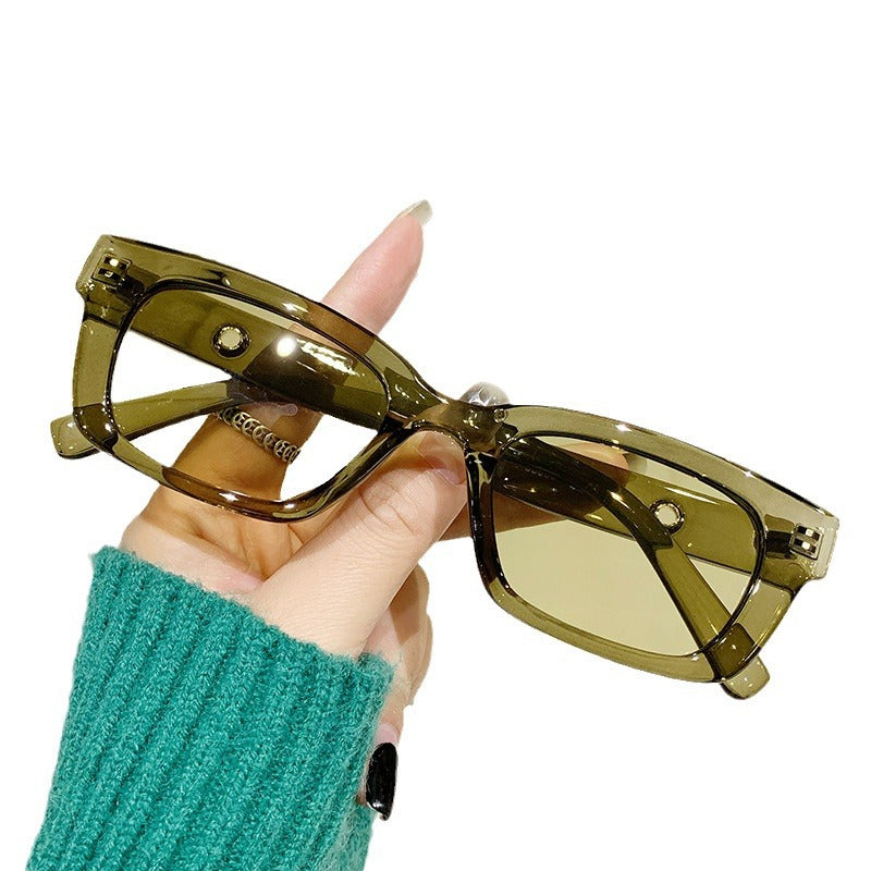Damen moderne, geometrische Sonnenbrille mit stilvollem, robustem Rahmen Brehn
