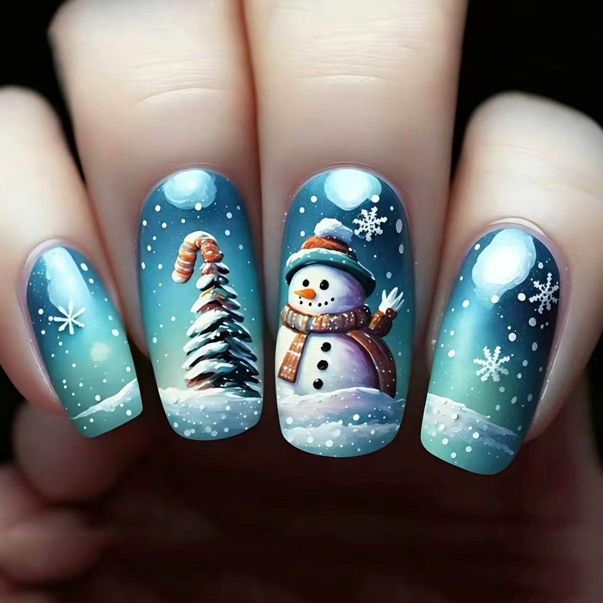 Kreative Winterkunstnägel mit Festlichem Schneemann-Design Brehn