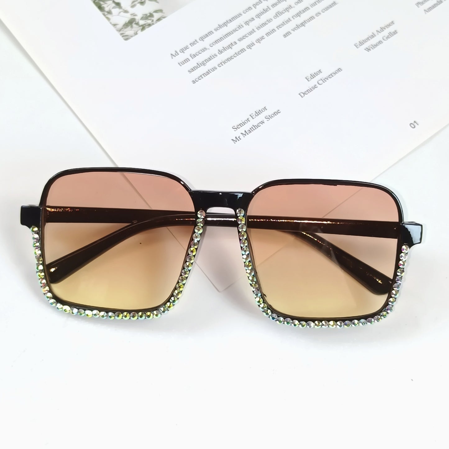 Damen Glamouröse Sonnenbrille mit funkelndem Strass-Besatz Brehn