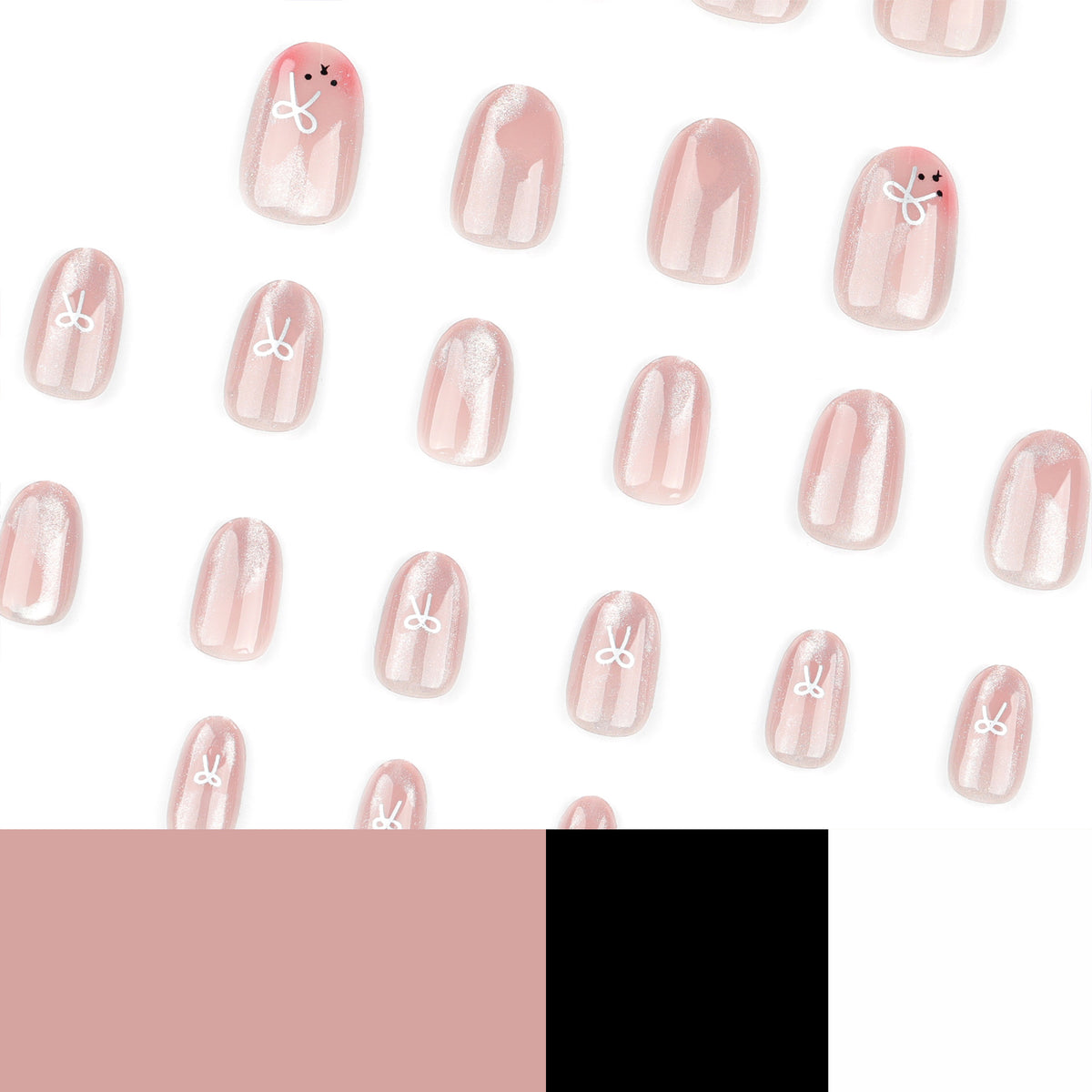 Künstliche Nagelverlängerungen mit niedlichem Hasen-Design und Herzen Brehn