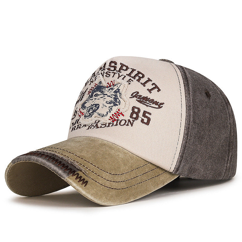 Herren Vintage-inspirierte gestickte Wolf-Kappe Brehn