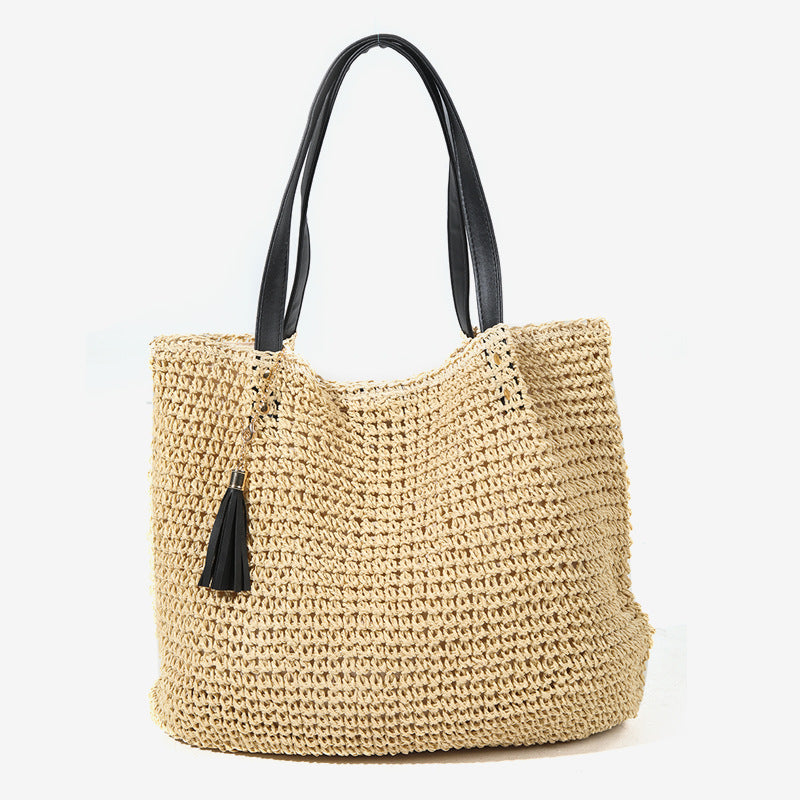 Damen Handgefertigte Tragetasche aus geflochtenem Naturmaterial mit elegantem Tassendetail Brehn