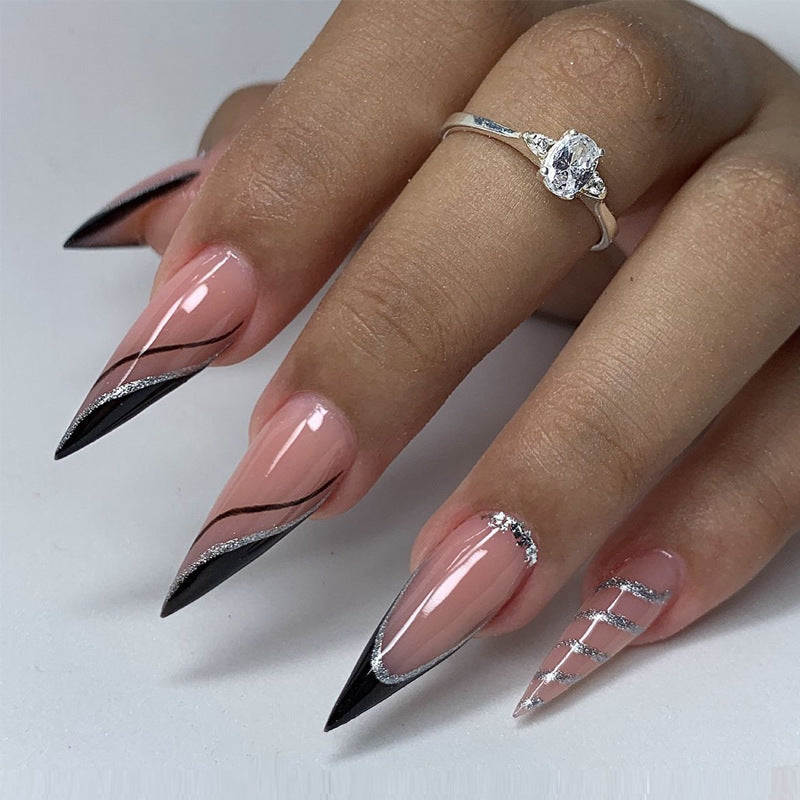 Glamouröse Glitzer-Stiletto Press-On Nägel Brehn