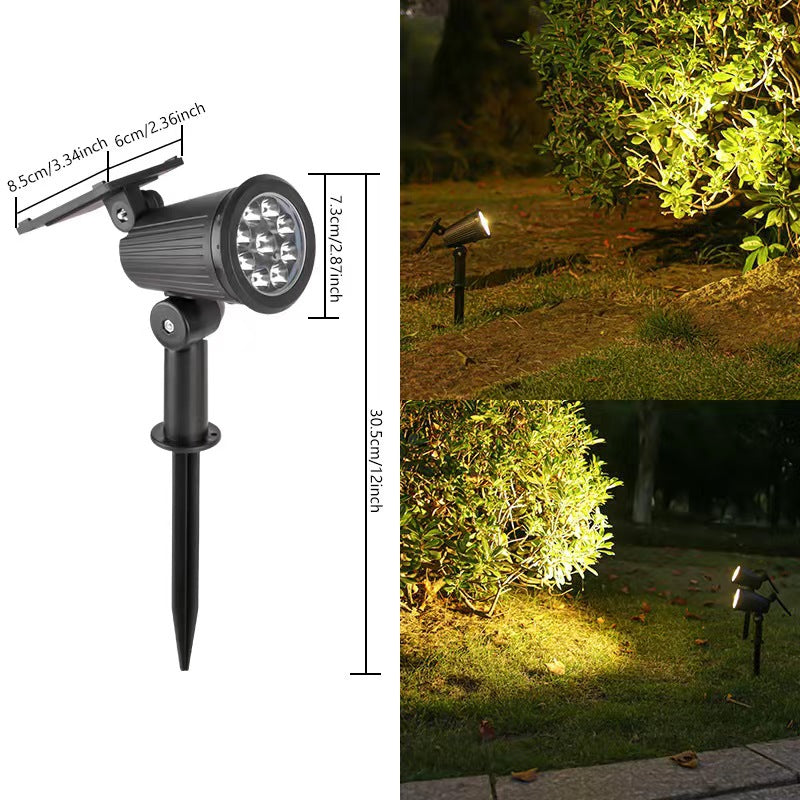 Verstellbarer Solar-LED-Gartenstrahler mit schwenkbarem Kopf, integriertem Solarpanel und wetterfestem Gehäuse Brehn