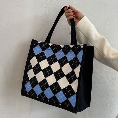Elegante karierten Muster Tragetasche