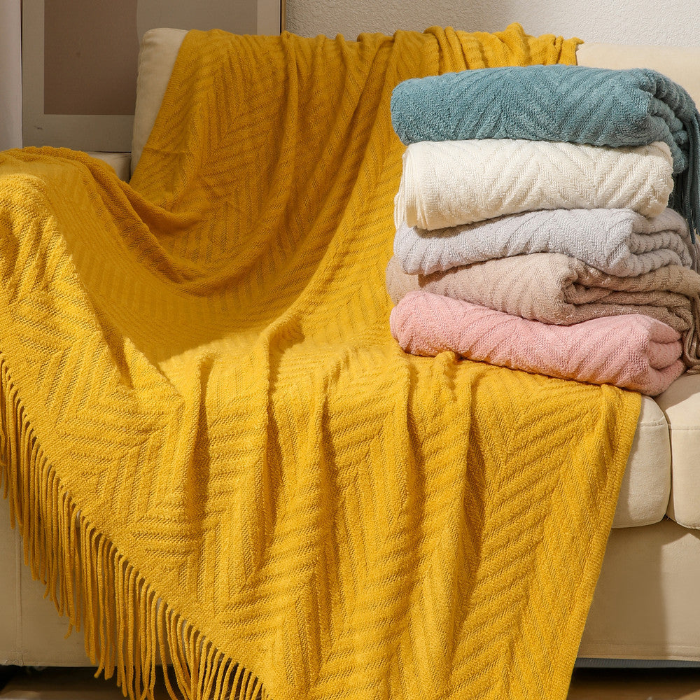 Gemütliche Strickfransen-Decke Brehn