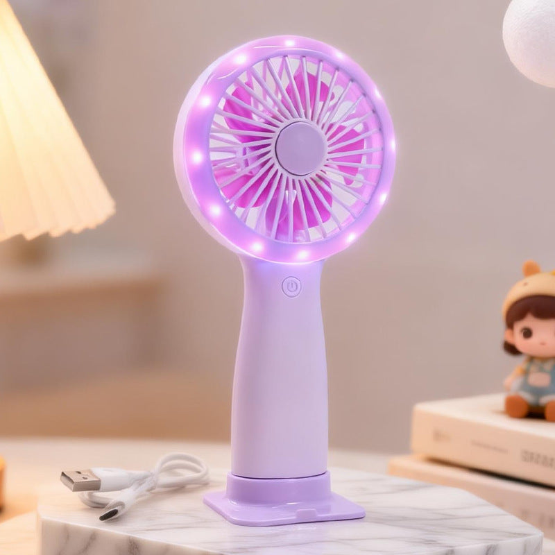 Damen tragbarer Handventilator mit LED-Beleuchtung und USB-Anschluss Brehn