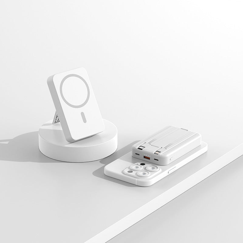 Magnetische Powerbank mit Qi-Ladefunktion und Standfunktion Brehn