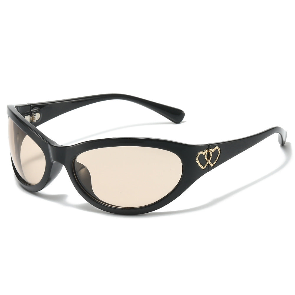 Mode Cat-Eye Sonnenbrille mit Herz Details Brehn