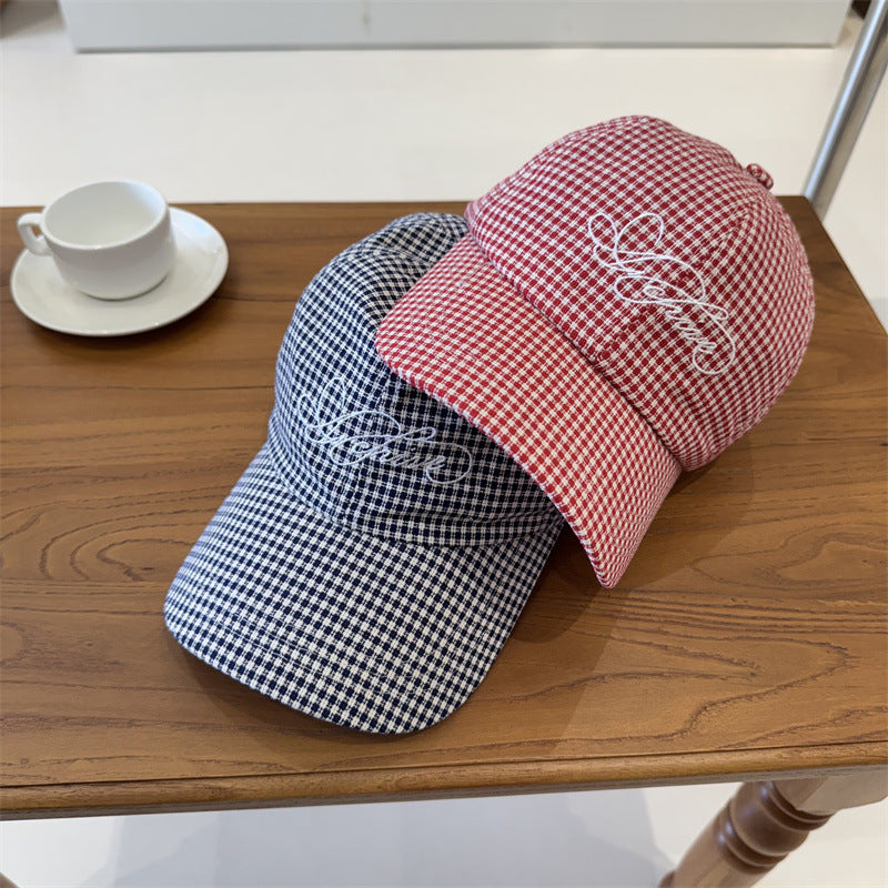 Frauen Gingham Kariert Baseballmütze Brehn
