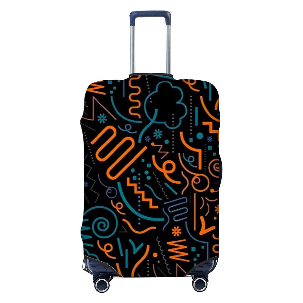 Unisex nan elastische Kofferschutzhülle mit geometrischem Motiv, dehnbarer Polyester-Spandex Bezug, Reißverschlussöffnung und rutschfester Innensicherung für Trolley Brehn