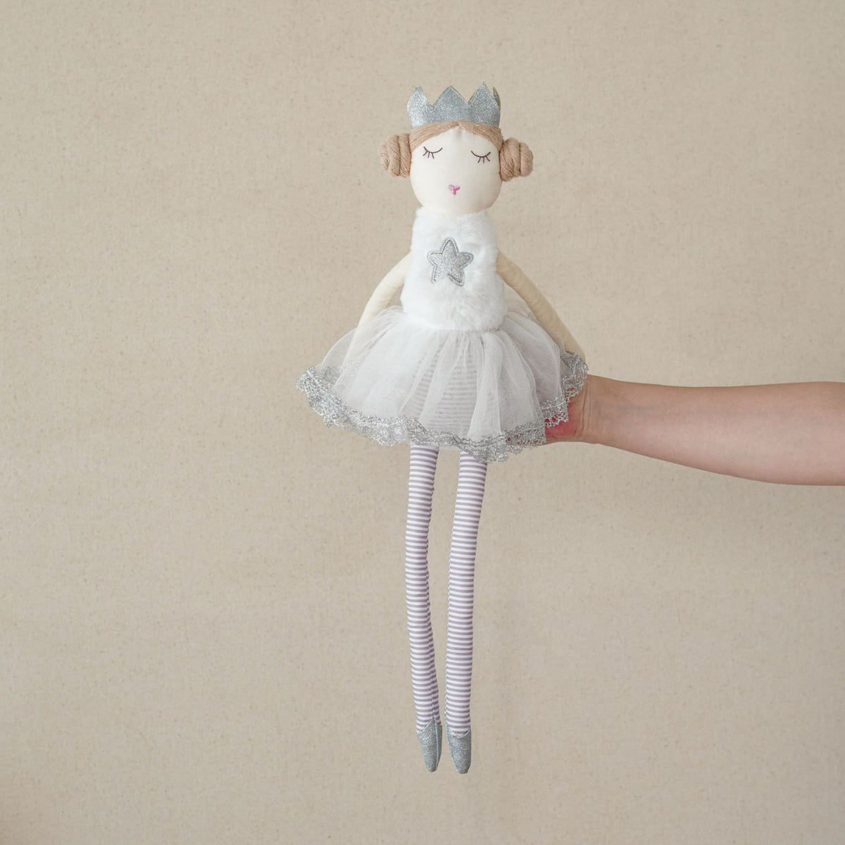 Handgemachte Plüsch Prinzessin Ballerina Puppe mit Tüllrock und gesticktem Gesicht