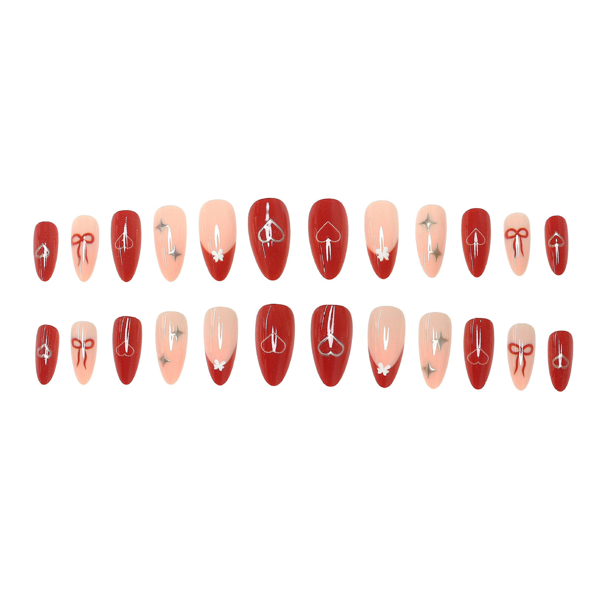 Romantische Herz-Themen Press-On Nagelkunst