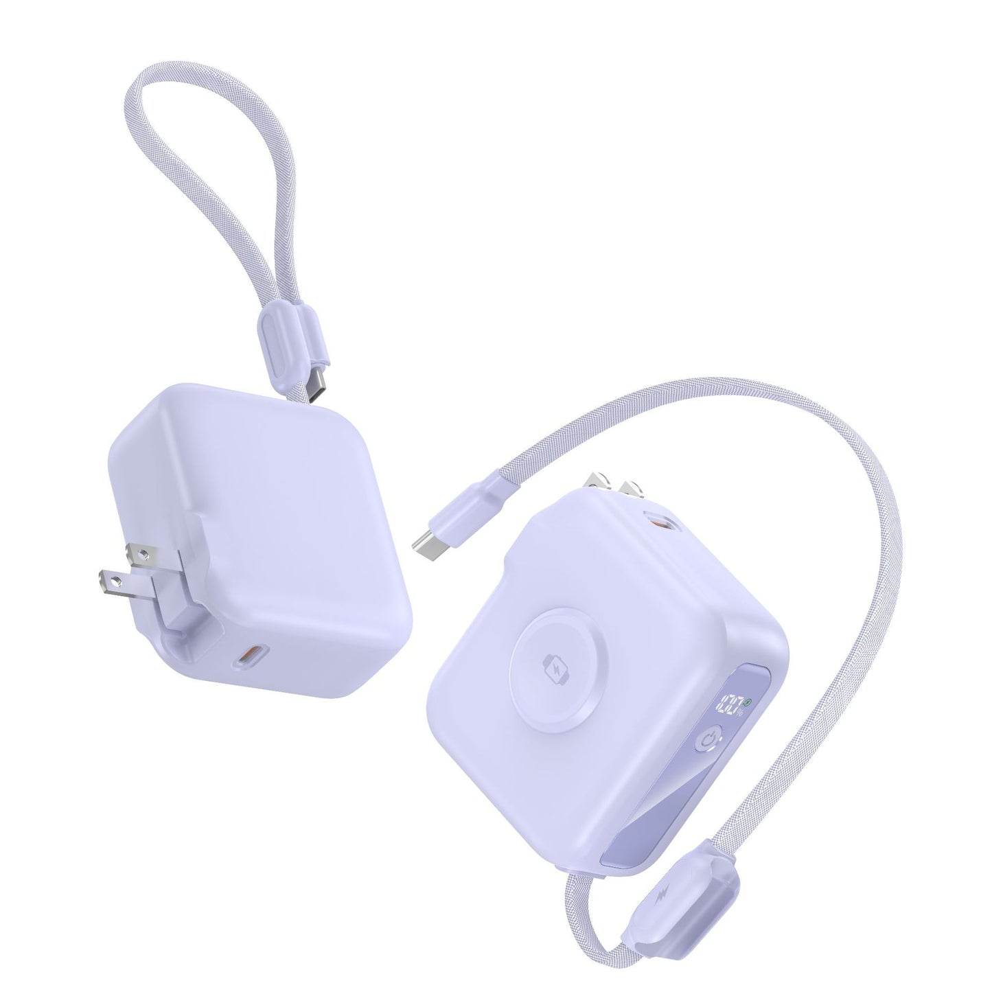 Kompaktes Ladegerät mit Integriertem Usb-C-Kabel und Digitalem Display Brehn