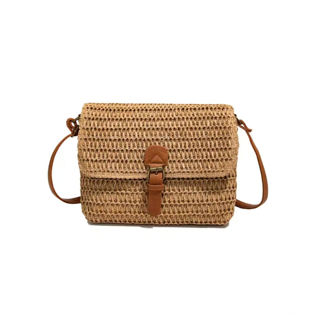 Handtasche Aus Geflochtenem Naturmaterial mit Lederakzenten Brehn