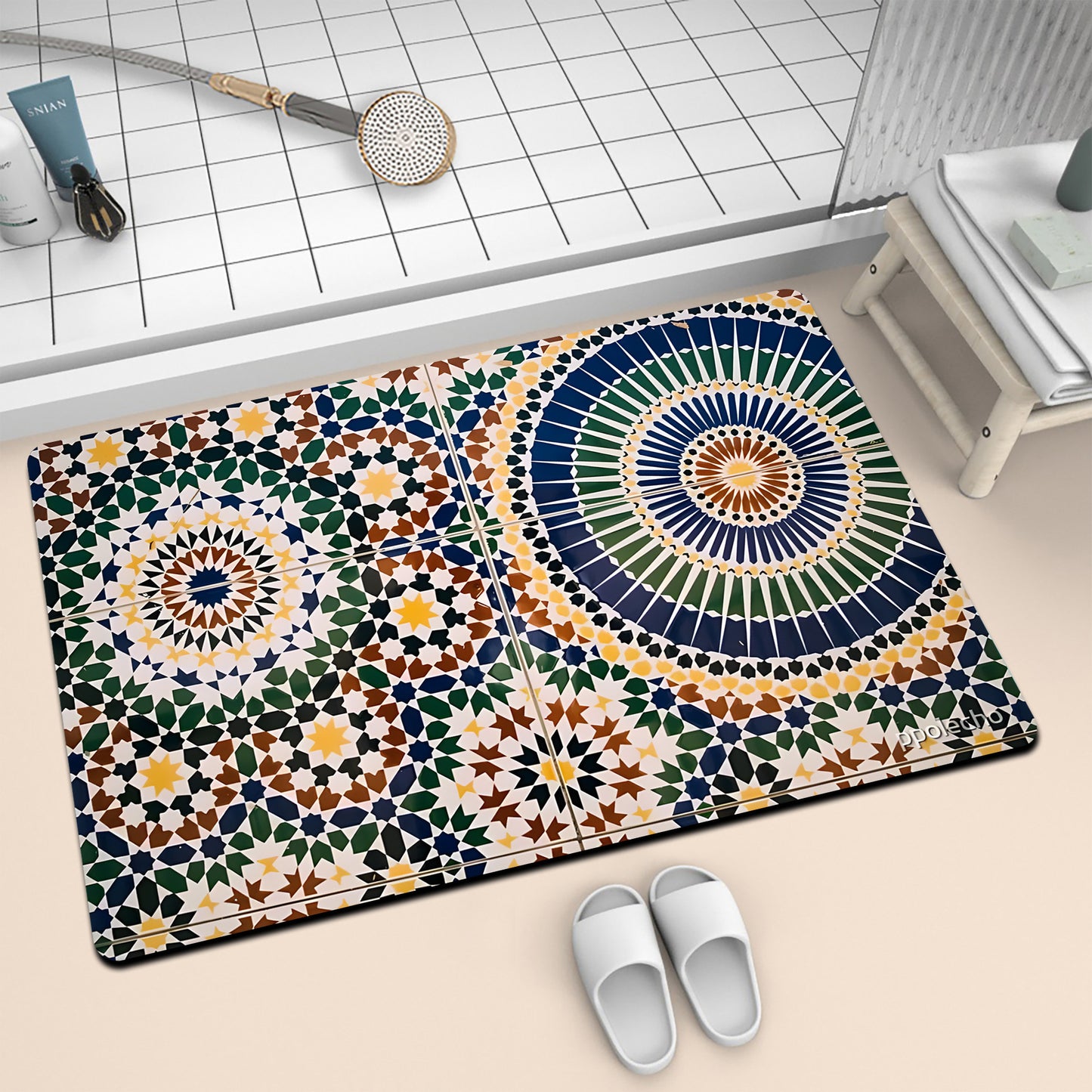 Bunte geometrische Muster Badmatte Brehn