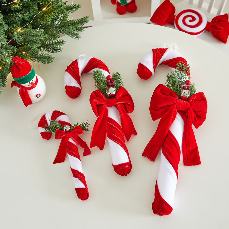 Samtig Weihnachts-Zuckerstangen-Dekorationsset