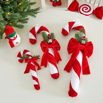 Samtig Weihnachts-Zuckerstangen-Dekorationsset
