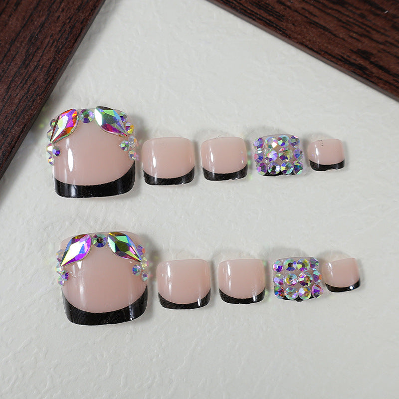 Fußnagel Kunstset mit glamourösen Strass- und eleganten Farbverläufen Brehn