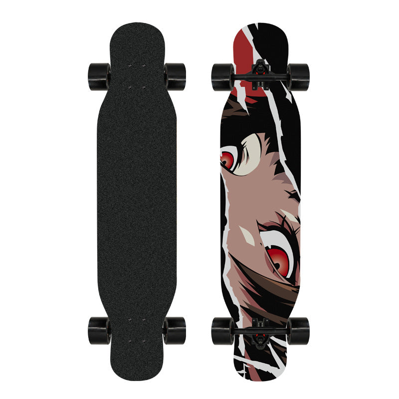 Künstlerisch mit Löwenmotiv verziertes Longboard Brehn